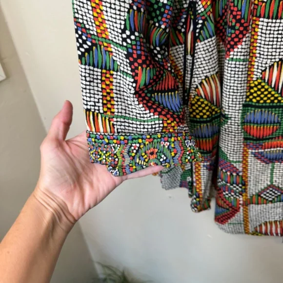 Platinum Dorothy Schoelen VTG TribalGeo Pattern Lightweight Bolero Suit Jacket - Picture 7 of 11